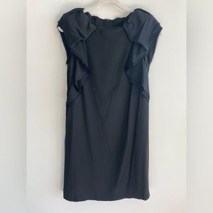 Red Valentino Black Silk Dress with Ruffle Short Sleeves Size 6